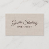 Hair Stylist Beige Linen Modern Elegant QR Code Visitekaartje (Voorkant)