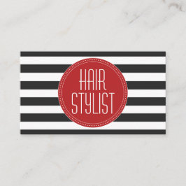 Hair Stylist Black en White Stripes Visitekaartje