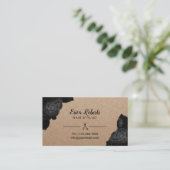 Hair Stylist Black Floral Rustic Kraft Appointment Afsprakenkaartje (Staand voorkant)