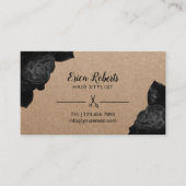 Hair Stylist Black Floral Rustic Kraft Appointment Afsprakenkaartje (Voorkant)