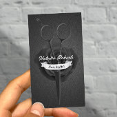 Hair Stylist  Black Flower & Scissor Salon Afsprakenkaartje