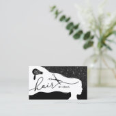 Hair Stylist Black Glitter Salon Appointment Afsprakenkaartje (Staand voorkant)