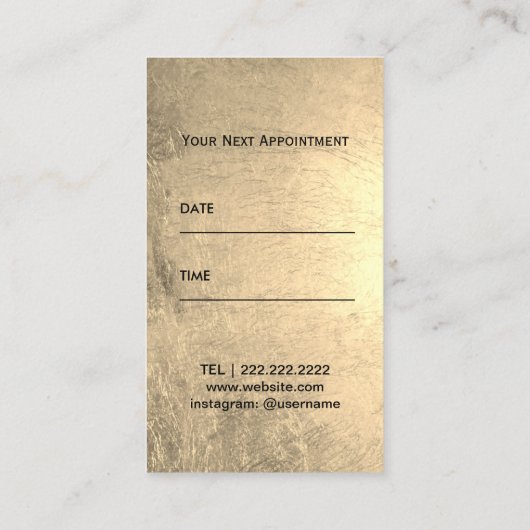 Hair Stylist Black & Gold Marble Salon Appointment Afsprakenkaartje (Achterkant)