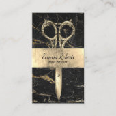 Hair Stylist Black & Gold Marble Salon Appointment Afsprakenkaartje (Voorkant)