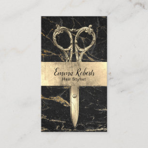 Hair Stylist Black & Gold Marble Salon Appointment Afsprakenkaartje