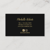 Hair Stylist Black & Gold Typography Beauty Salon Visitekaartje (Achterkant)