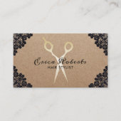 Hair Stylist  Black Lace Rustic Appointment Afsprakenkaartje (Voorkant)