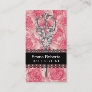 Hair Stylist Black Laced Floral Beauty Salon Visitekaartje