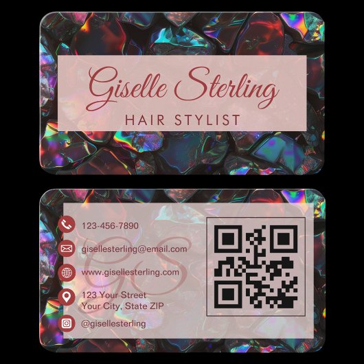 Hair Stylist Black Opal QR Code Visitekaartje