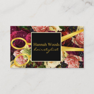 Hair Stylist Black Rich Floral Salon Visitekaartje