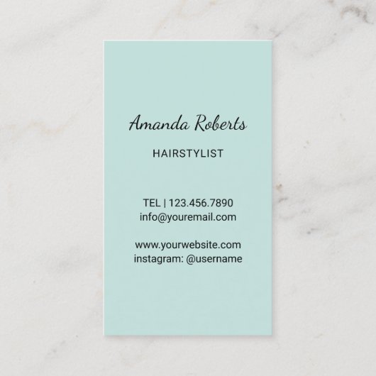 Hair Stylist Black Scissor Mint & Gold Marble Visitekaartje (Achterkant)
