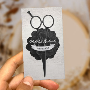 Hair Stylist Black Scissor Salon Afsprakenkaartje