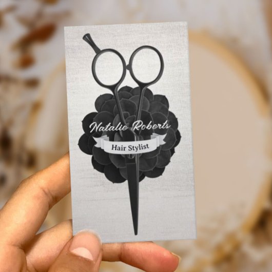 Hair Stylist Black Scissor Salon Afsprakenkaartje