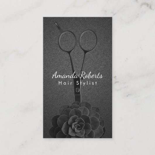 Hair Stylist Black Scissor Salon Appointment Afsprakenkaartje (Voorkant)