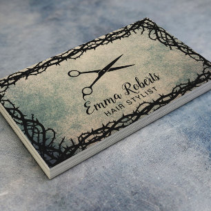 Hair Stylist Black Scissor  Thorn Framed Visitekaartje