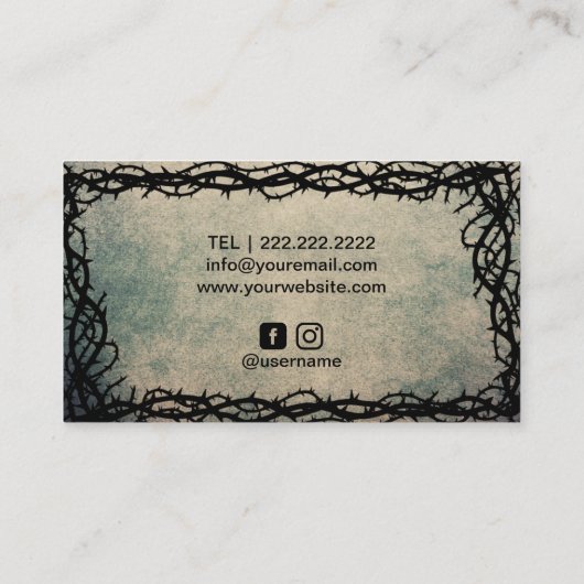 Hair Stylist Black Scissor  Thorn Framed Visitekaartje (Achterkant)