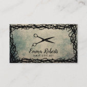 Hair Stylist Black Scissor  Thorn Framed Visitekaartje (Voorkant)