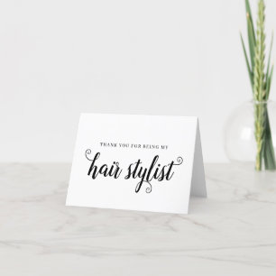 Hair Stylist Black Script Bedankt Kaart