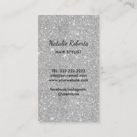 Hair Stylist Black & Silver Skull Beauty Salon Visitekaartje (Achterkant)