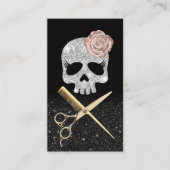Hair Stylist Black & Silver Skull Beauty Salon Visitekaartje (Voorkant)