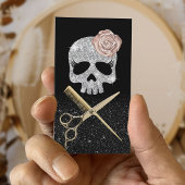 Hair Stylist Black & Silver Skull Beauty Salon Visitekaartje