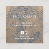 Hair Stylist  Blue Floral Rustic Kraft Vierkante Visitekaartje (Achterkant)