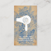 Hair Stylist Blue Floral Rustic Kraft Visitekaartje (Achterkant)