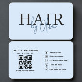 Hair Stylist Blue QR Code Professional Visitekaartje