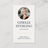 Hair Stylist Blush & Navy Photo QR Code  Visitekaartje (Voorkant)