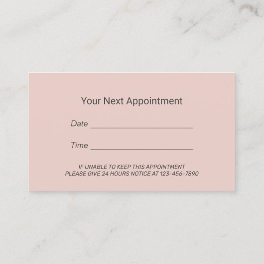 Hair Stylist Blush Pink Beauty Salon Appointment Afsprakenkaartje (Achterkant)