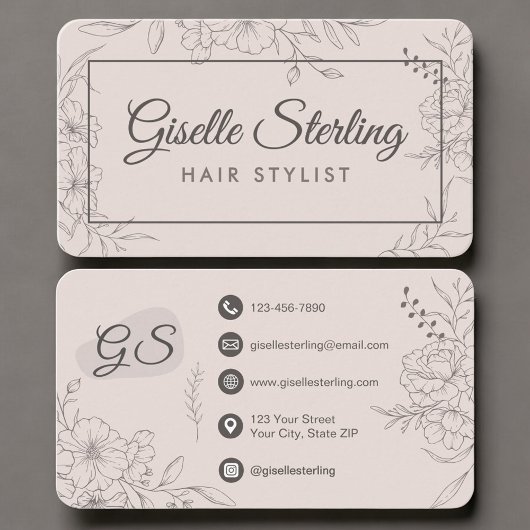 Hair Stylist Blush Pink Floral Visitekaartje