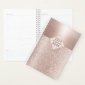 Hair Stylist Blush Roos Gold Glitter Appointment Planner (Display)