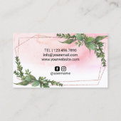 Hair Stylist Blush Waterverf Geometric Greenery Visitekaartje (Achterkant)