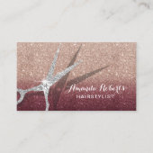 Hair Stylist Burgundy Roos Gold Glitter Hair Salon Visitekaartje (Voorkant)