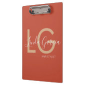 Hair Stylist Burnt Oranje Beige Monogrammen Po Klembord (Links)