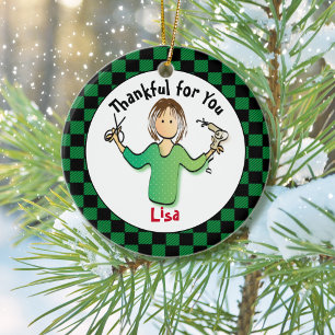 Hair Stylist Cadeauidee voor haar - Gepersonalisee Keramisch Ornament