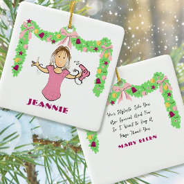 Hair Stylist Cartoon Funny Thank You Christmas Keramisch Ornament