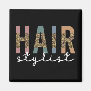 Hair Stylist Cheetah Typography Hairdresser Gift Magneet