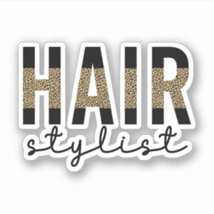 Hair Stylist Cheetah Typography Hairdresser Gift Sticker