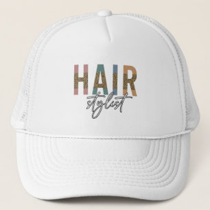 Hair Stylist Cheetah Typography Hairdresser Gift Trucker Pet