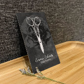 Hair Stylist Chic Scissor Dark Floral Chalkboard Visitekaartje
