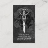 Hair Stylist Chic Scissor Dark Floral Chalkboard Visitekaartje (Achterkant)