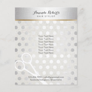 Hair Stylist Chic Silver Stippen Elegant Linen Flyer