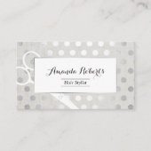 Hair Stylist Chic Silver Stippen Elegant Linen Visitekaartje (Voorkant)