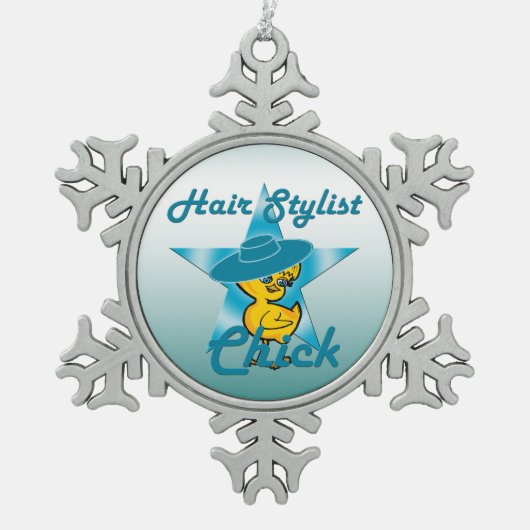 Hair Stylist Chick #7 Tin Sneeuwvlok Ornament (Voorkant)