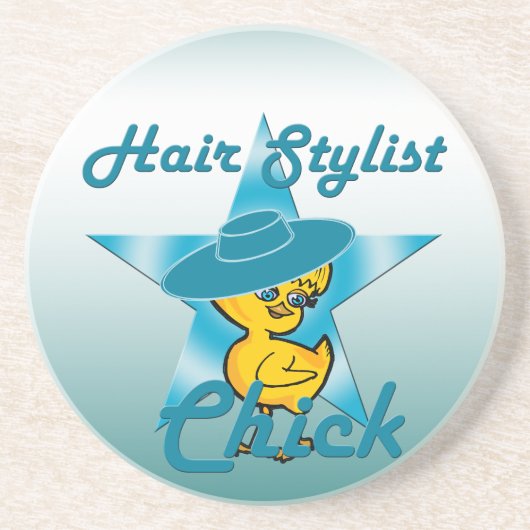 Hair Stylist Chick #7 Zandsteen Onderzetter (Voorkant)