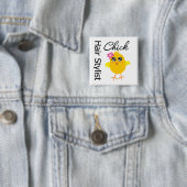 Hair Stylist Chick Vierkante Button 5,1 Cm (In situ)