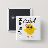 Hair Stylist Chick Vierkante Button 5,1 Cm (Voorkant /achterkant)