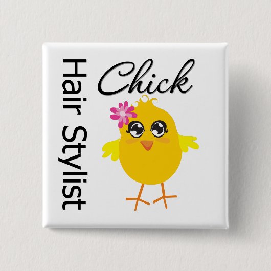 Hair Stylist Chick Vierkante Button 5,1 Cm (Voorkant)