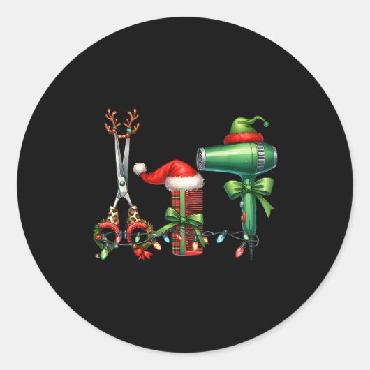 Hair Stylist Christmas Hairdresser Licensed Hairas Ronde Sticker (Voorkant)